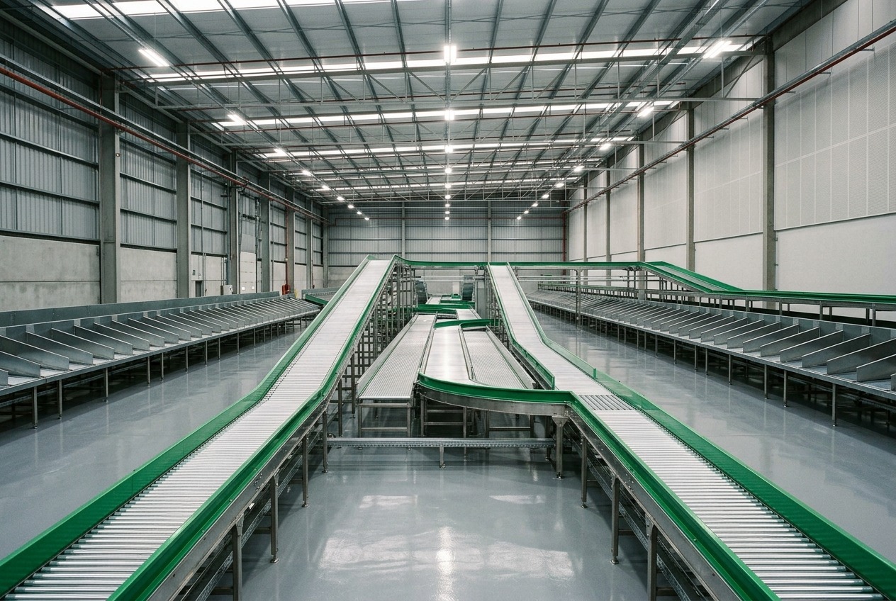 Instalaciones de clasificación y cintas transportadoras en centro logístico de Buenos Aires